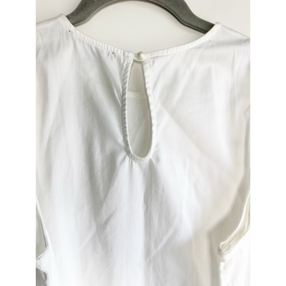 Como Black White Sleeveless Blouse Tie Back Size Small Office Career Workwear - Picture 5 of 7